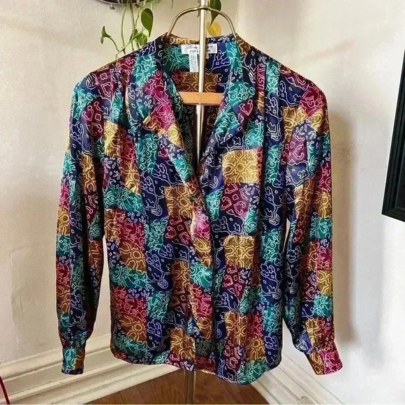 80s Laura & Jayne Colorful Blouse - Size 6 - Picture 4 of 7
